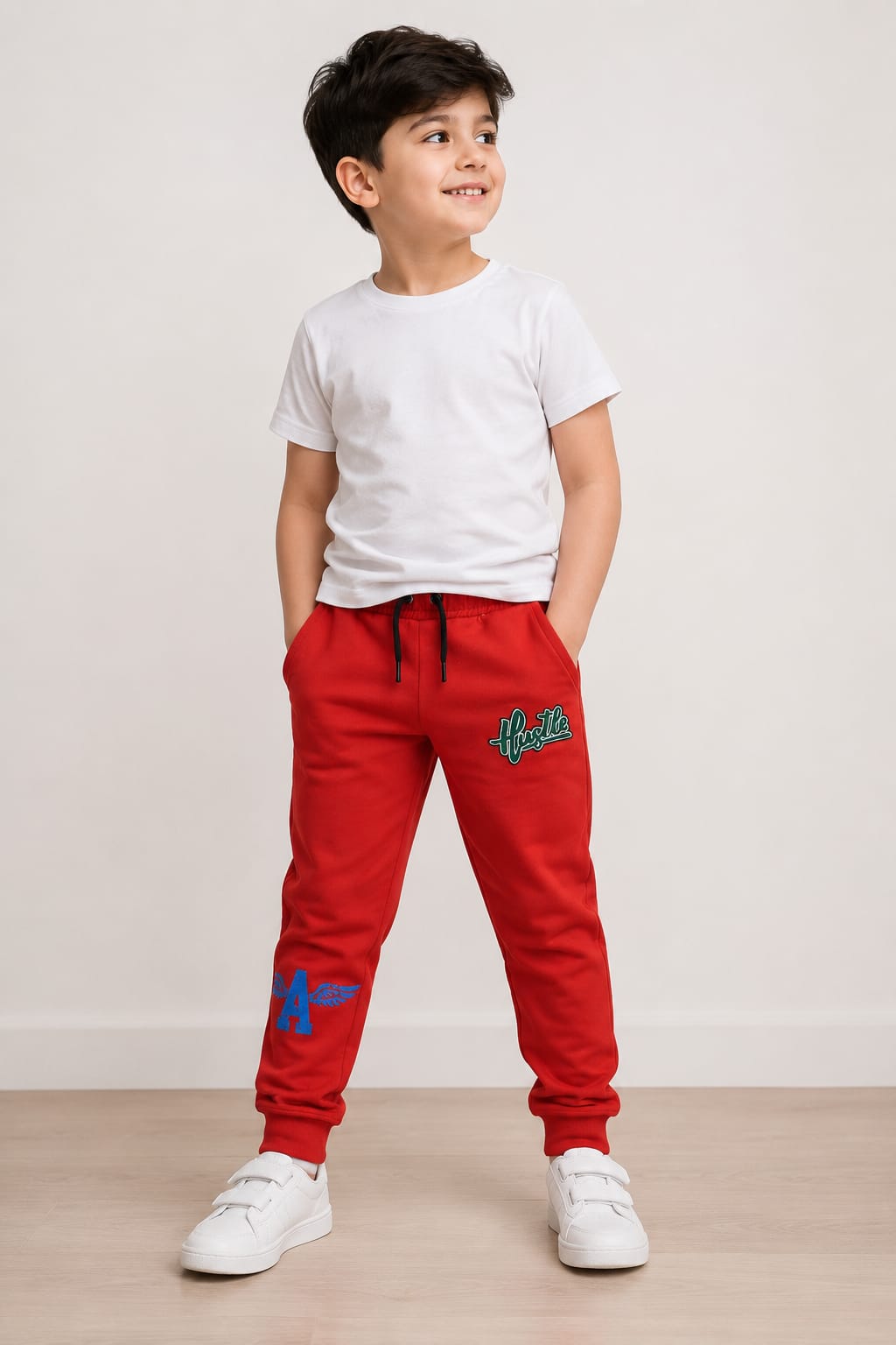 Boys Red Fleece Joggers - Flame Print Sweatpants