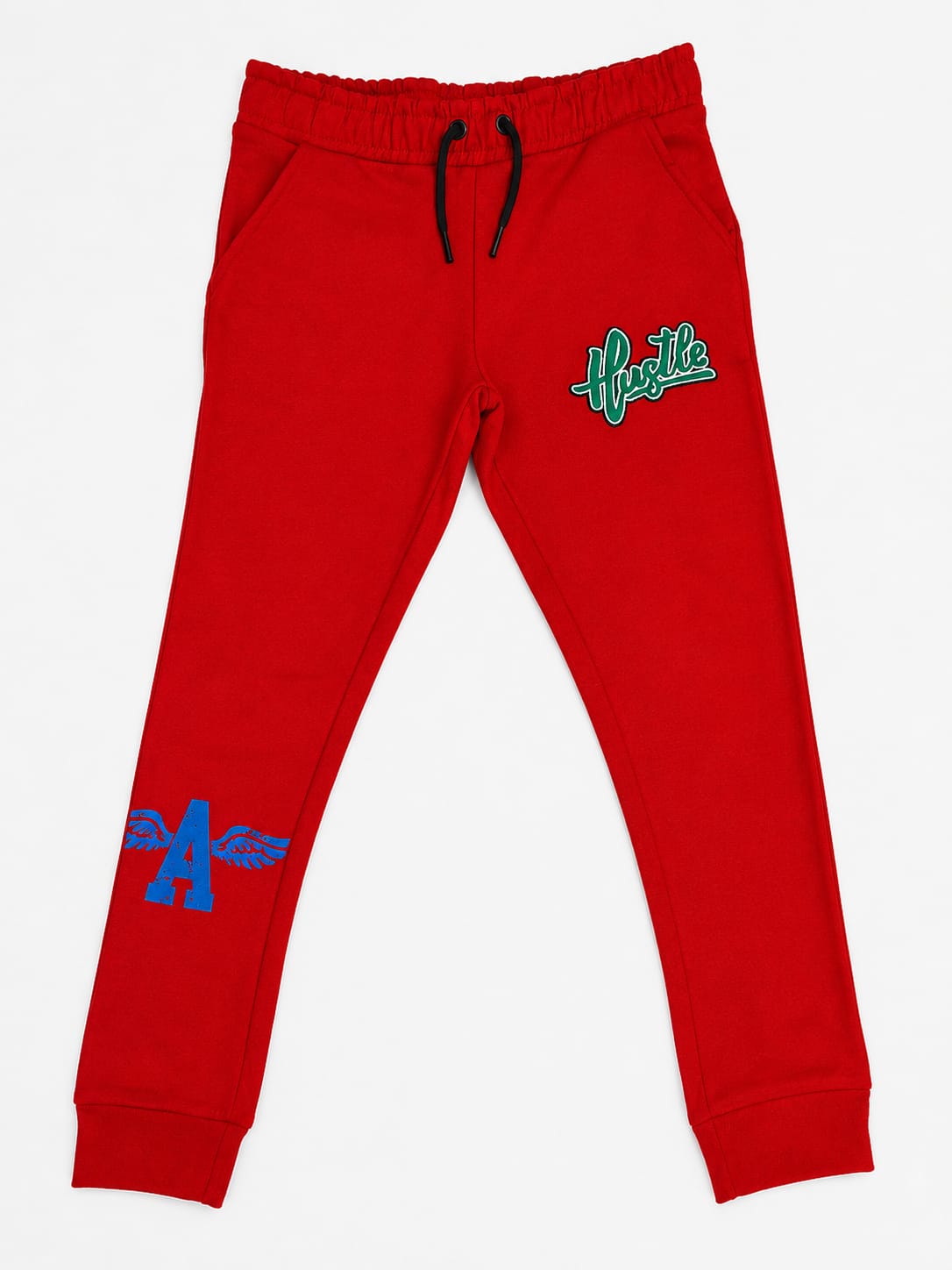 Boys Red Fleece Joggers - Flame Print Sweatpants