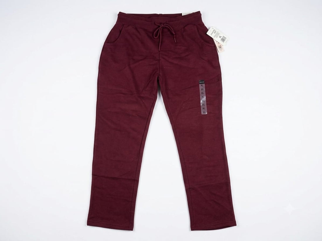 Men's Maroon Fleece Joggers - Soft Sweatpants with Drawstring