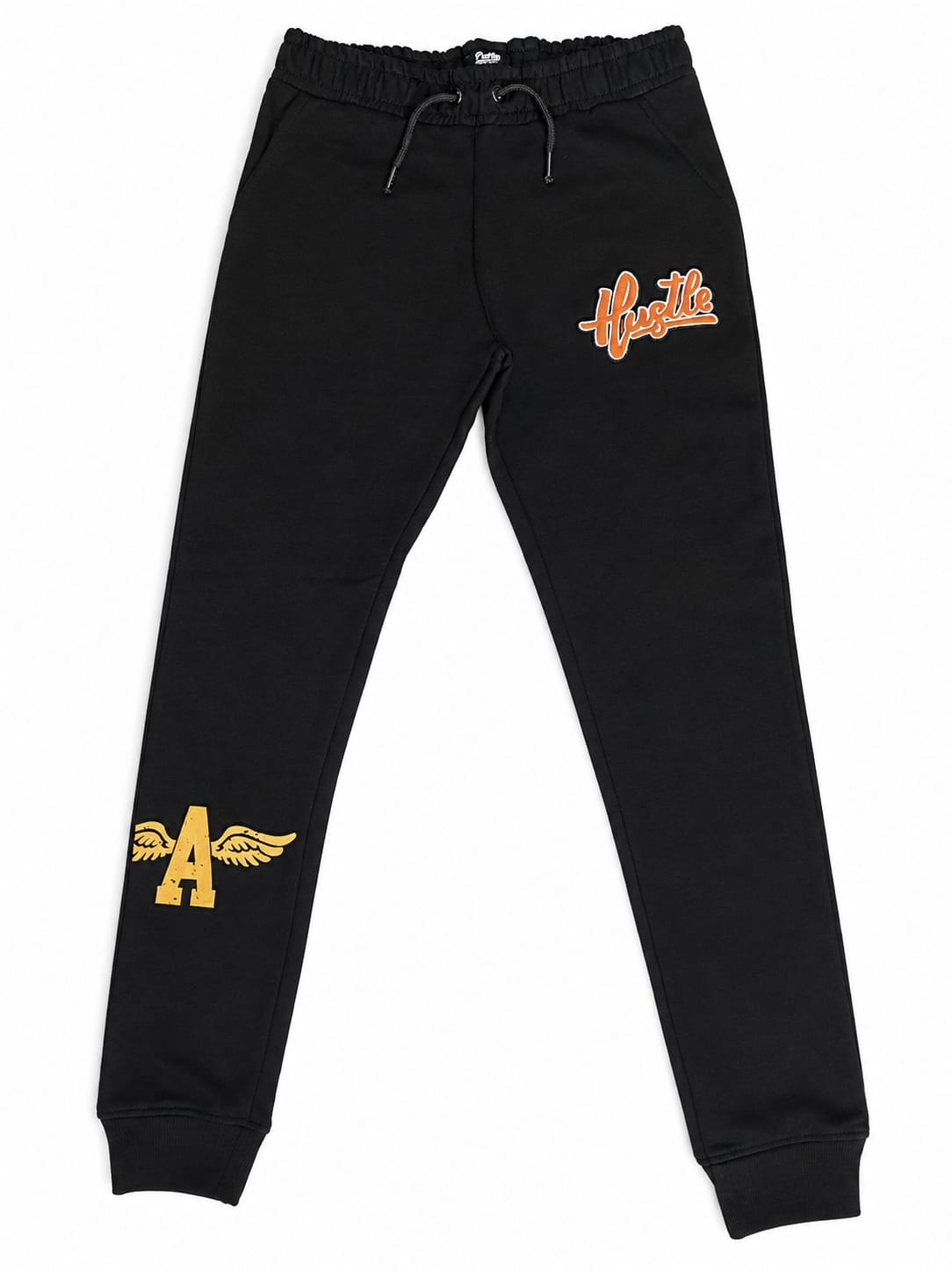 Boys Fleece Jogger Sweatpants - Black Hustle Wings Print