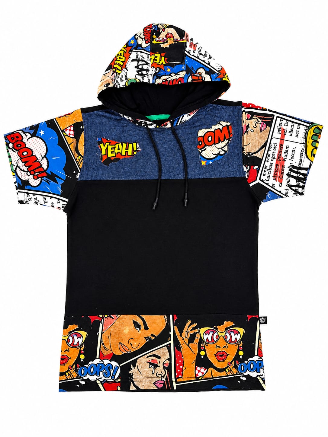 Men's Comic Pop Art Print Short Sleeve Hoodie T-Shirt