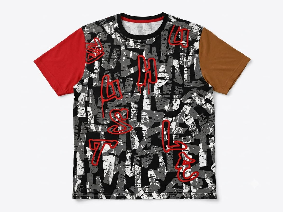 Men's Colorblock Graffiti Print T-Shirt - Streetwear Style Tee