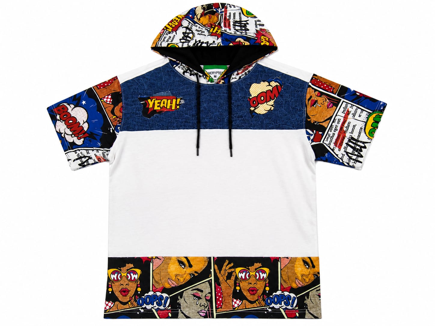 Men's Comic Pop Art Print Short Sleeve Hoodie T-Shirt