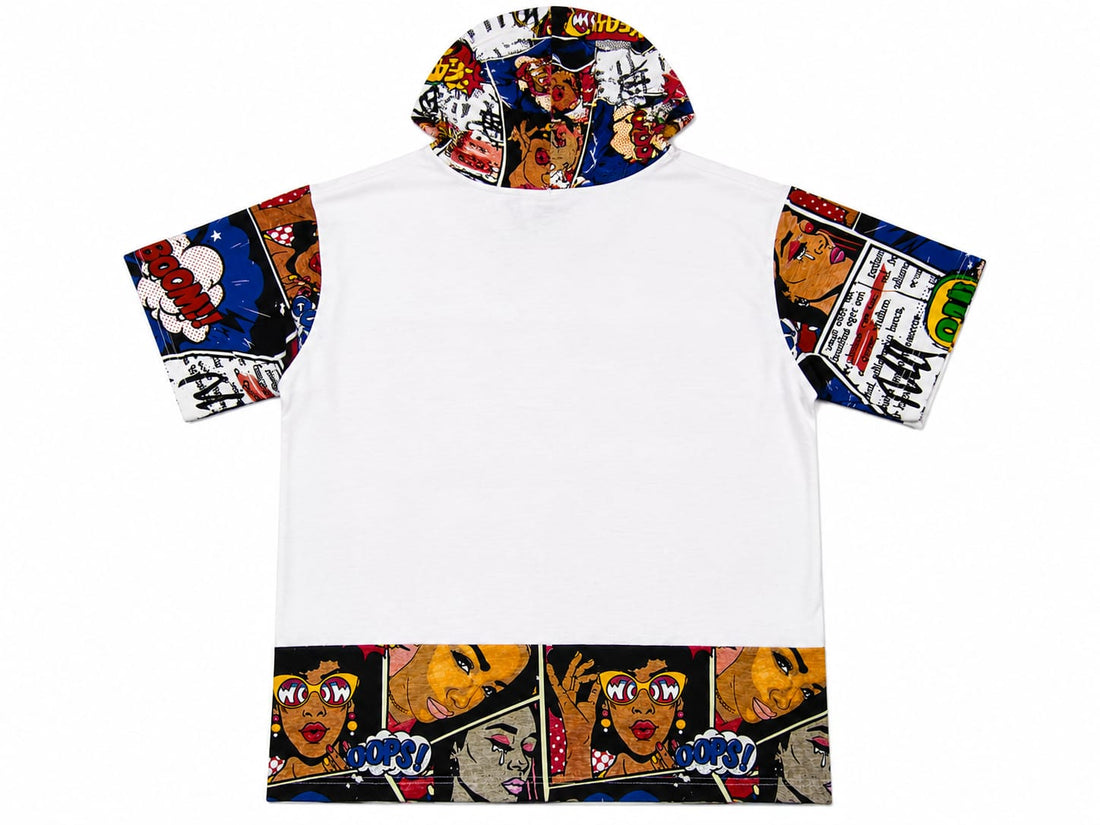 Men's Comic Pop Art Print Short Sleeve Hoodie T-Shirt