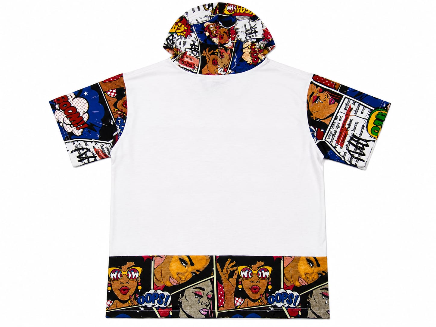 Men's Comic Pop Art Print Short Sleeve Hoodie T-Shirt